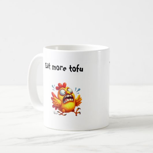 Mug Eat More Tofu with Panicked Funny Chicken (Devant gauche)