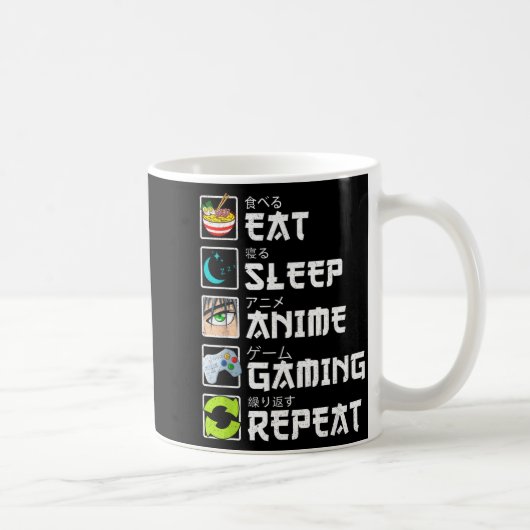 Mug Eat Sleep Anime Gaming Repeat Kawaii Otaku Anime M (Droite)