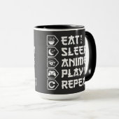 Mug Eat Sleep Anime Play Repeat Otaku Anime Lifestyle (Devant droit)
