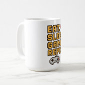 Mug Eat Sleep Game Repeat - Retro Pixel Gaming T-Shirt (Devant gauche)