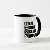 Mug Eat Sleep Gaming Repeat - Cadeau Parfait pour Game (Devant droit)