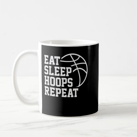 Mug Eat Sleep Hoops Repeat Funny Saying Quote Basketba (Gauche)