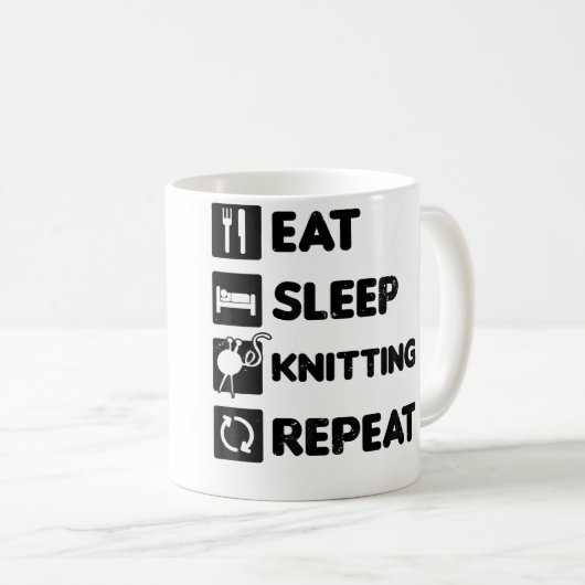 Mug Eat Sleep Repeat Design Knitting Grandma (Devant droit)