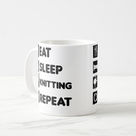 Mug Eat Sleep Repeat Design Knitting Grandma (Devant gauche)