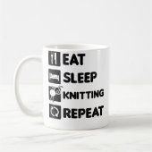 Mug Eat Sleep Repeat Design Knitting Grandma (Gauche)