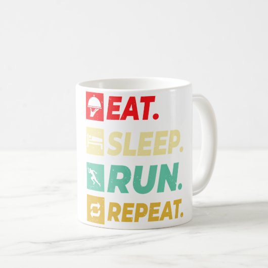 Mug Eat Sleep Run Repeat Running Runner For Boys (Devant droit)
