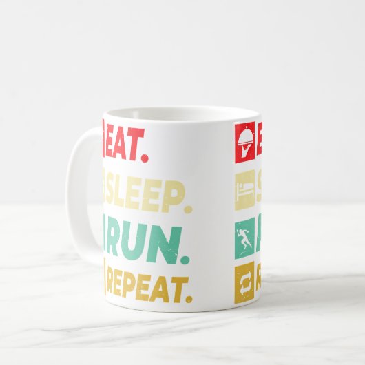 Mug Eat Sleep Run Repeat Running Runner For Boys (Devant gauche)