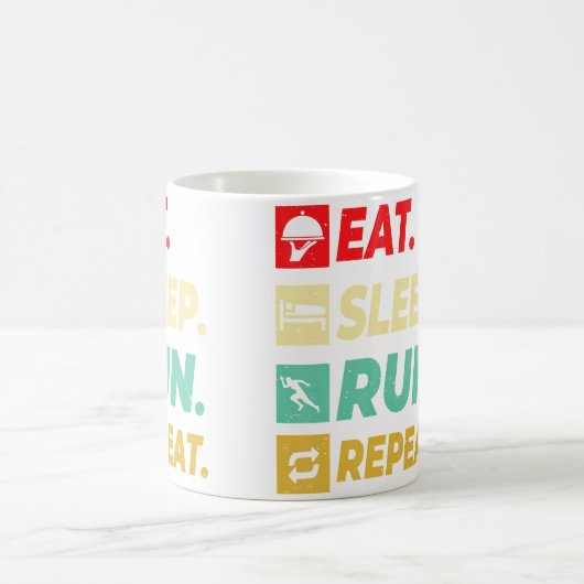 Mug Eat Sleep Run Repeat Running Runner For Boys (Centre)