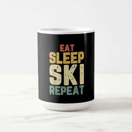 Mug Eat Sleep Ski Repeat Skiing Skier Funny Lover Pois (Centre)