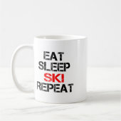 Mug Eat Sleep Ski Repeat Winter Mountains Skiing Lodge (Gauche)