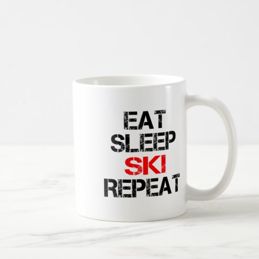 Mug Eat Sleep Ski Repeat Winter Mountains Skiing Lodge (Droite)