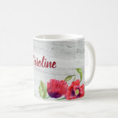 Mug Eau-couleur Rouge Poppies Floral Illustration (Devant droit)