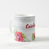 Mug Eau-couleur Rouge Poppies Floral Illustration (Devant gauche)
