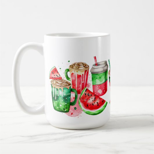 MUG EAU COULEUR ROUGE VERT BLANC EAU BOISSONS DE MELON (Gauche)