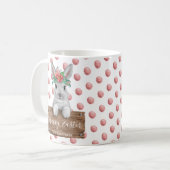 Mug eau de pâques heureuse mignonne lapin et oeufs rou (Devant gauche)