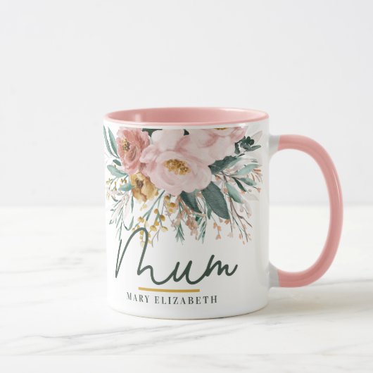 Mug Eau moderne script floral élégant mum (Droite)