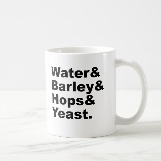 Mug Eau & Orge & Houblon & Levure | Ingrédients de Biè (Droite)