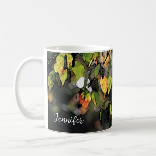 Mug Eau rustique feuilles d'automne monogrammées (Gauche)