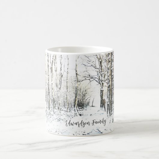 Mug Eau rustique hiver neige forêt monogrammée (Centre)