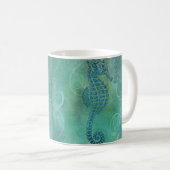 Mug Eaux Bleues, Cheval de mer et Flourish (Devant droit)
