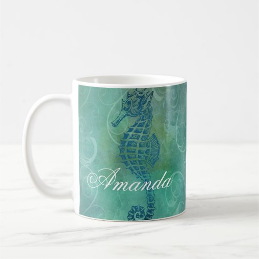 Mug Eaux Bleues, Cheval de mer et Flourish (Gauche)