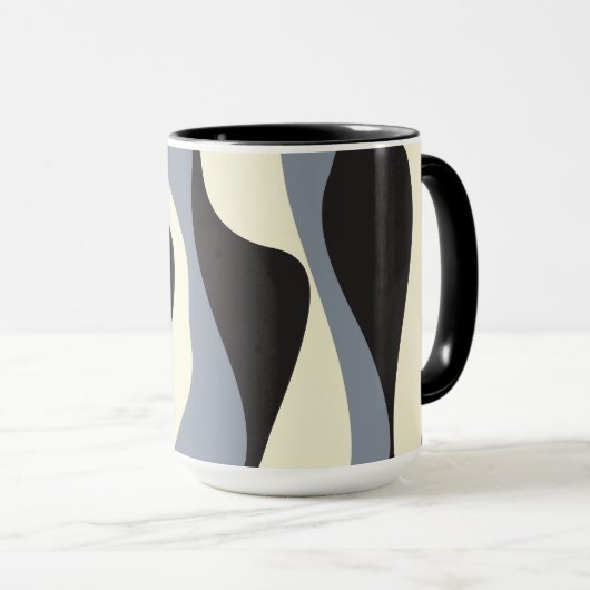 Mug Ebb et flux 4 en noir, gris et crème (Devant droit)