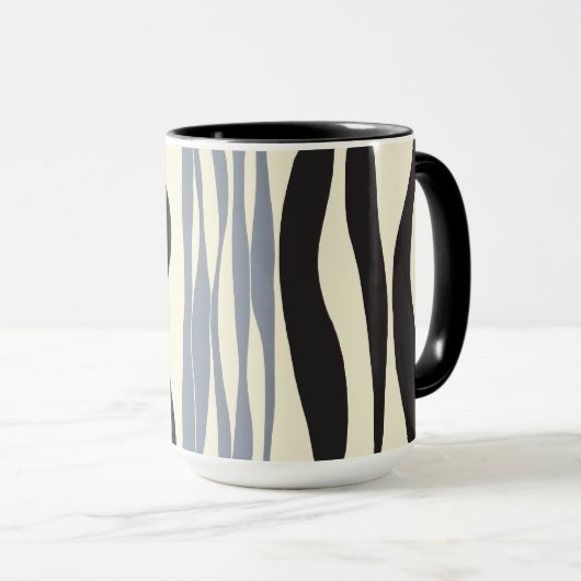 Mug Ebb et flux en noir, gris et crème (Devant droit)