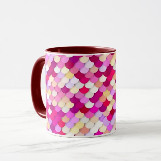 Mug "Écailles de dragon" - magenta, rose et or (Devant gauche)