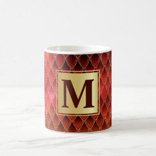 Mug Écailles de dragon pailletées ombrées rouge scinti