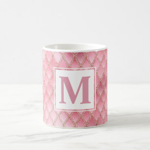 Mug Écales de dragon scintillantes rose pâle et or