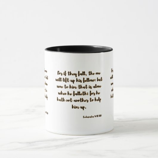 Mug Ecclésiaste 4:10 KJV Bible Écriture Deux Tons (Centre)