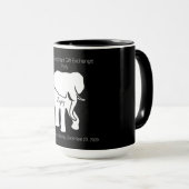 Mug Échange cadeau d'éléphant noir et blanc Texte pers (Devant droit)