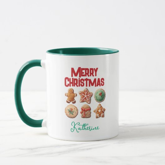 Mug Échange de biscuits de vacances Joyeux Noël (Gauche)