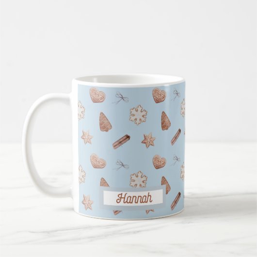 Mug Échange de cookies de Noël bleu (Gauche)