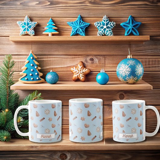Mug Échange de cookies de Noël bleu