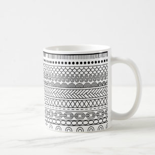 Mug Échantillon de bordure géométrique noir et blanc