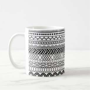 Mug Échantillon de bordure géométrique noir et blanc