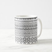 Mug Échantillon de bordure géométrique noir et blanc (Devant droit)
