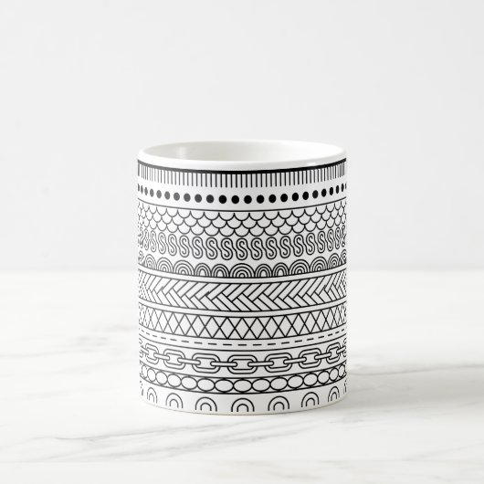 Mug Échantillon de bordure géométrique noir et blanc (Centre)