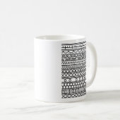 Mug Échantillonneur en tricot boho monochrome | Géomét (Devant droit)
