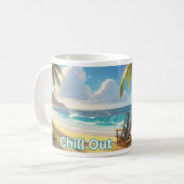 Mug Echap-Palmiers et transats au bord de la plage (Devant gauche)