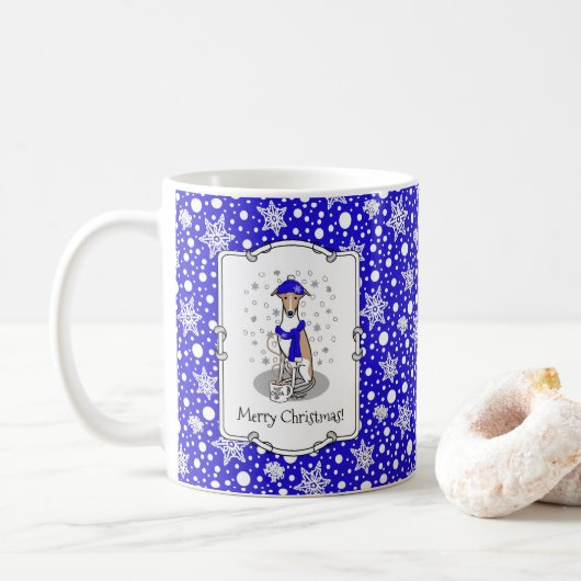 Mug Écharpe à neige bleu hiver - Faune et blanc (Avec donut)