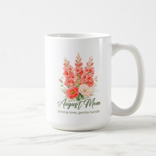 Mug Écharpe de maman fleur de naissance d'août inspira (Droite)