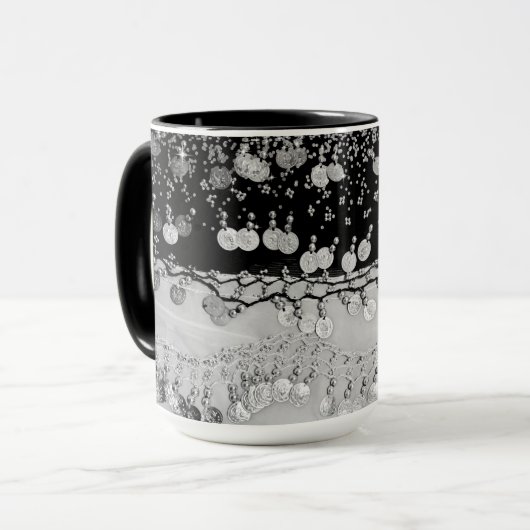 Mug Écharpe noire et argentée classique         (Devant gauche)