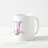 Mug Écharpe Rose Violet Lettre J Noms (Devant droit)