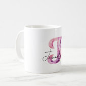 Mug Écharpe Rose Violet Lettre J Noms (Devant gauche)