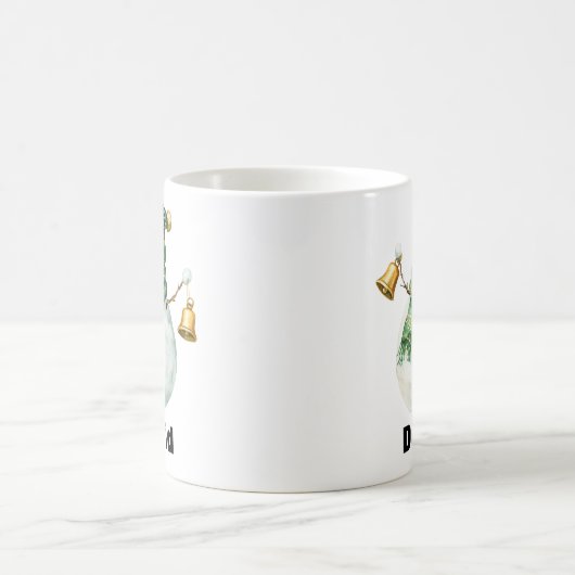 Mug Écharpe verte Noël Snowman avec cloches (Centre)