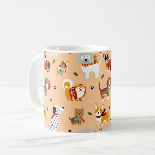 Mug Écharpes festives d'hiver pour chiots (Devant gauche)