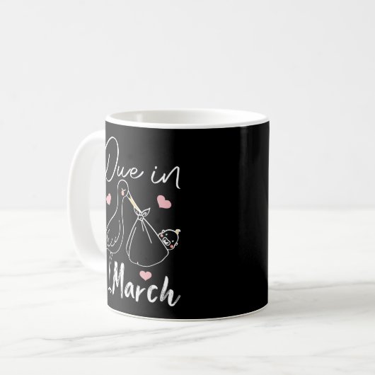 Mug Échéance En Mars Swan Drôle Portant Un Nouvel Enfa (Devant gauche)