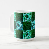 Mug Échecs ou cyan vert et bleu ciel, avec rectangle (Devant gauche)